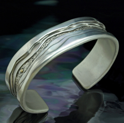 Cuff Bracelet, Silver & 22K Gold, Left