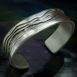 Cuff Bracelet, Silver & 22K Gold, Right